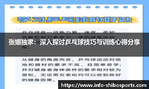 张娜独家：深入探讨乒乓球技巧与训练心得分享